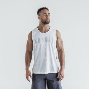 NWT NOBULL Hibiscus Floral White Sleeveless Scoopneck Performance Tank Shirt